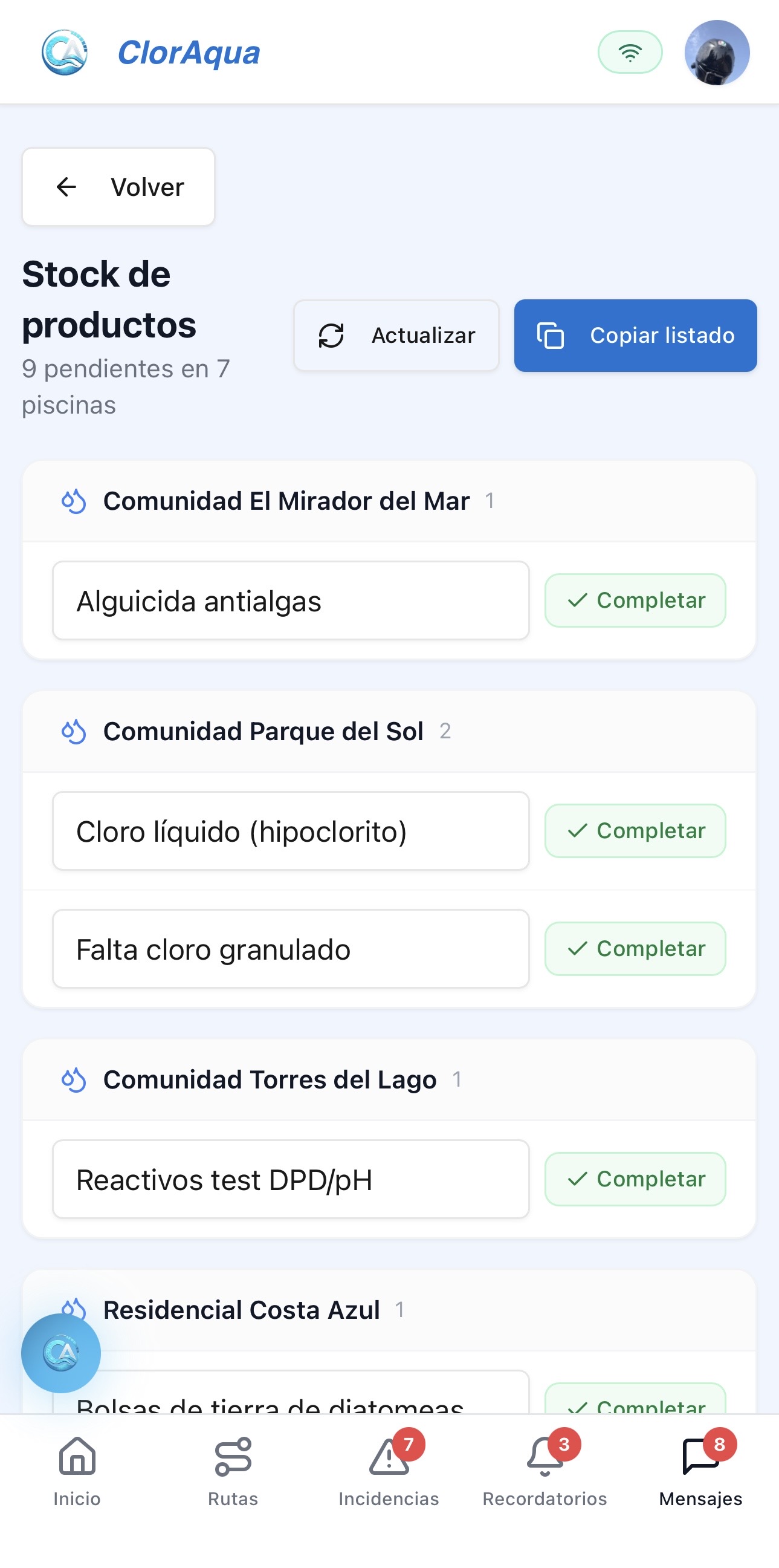 Stock de productos
